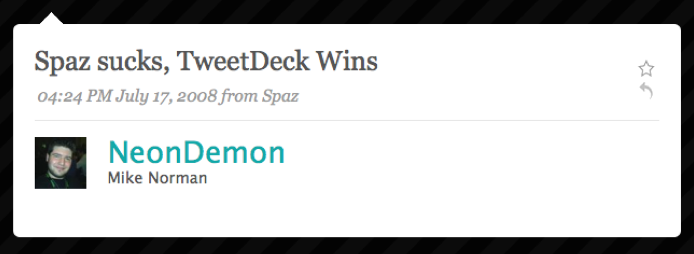 Spaz sucks, Tweetdeck wins